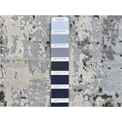 Modern and Contemporary Wool & Silk Hand Knotted Rug Blue No Border 6.1X6.1 -O066728