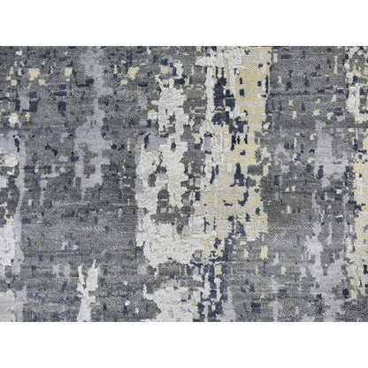 Modern and Contemporary Wool & Silk Hand Knotted Rug Grey No Border 12.0X18.1 -O066732