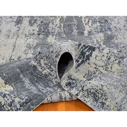 Modern and Contemporary Wool & Silk Hand Knotted Rug Grey No Border 12.0X18.1 -O066732
