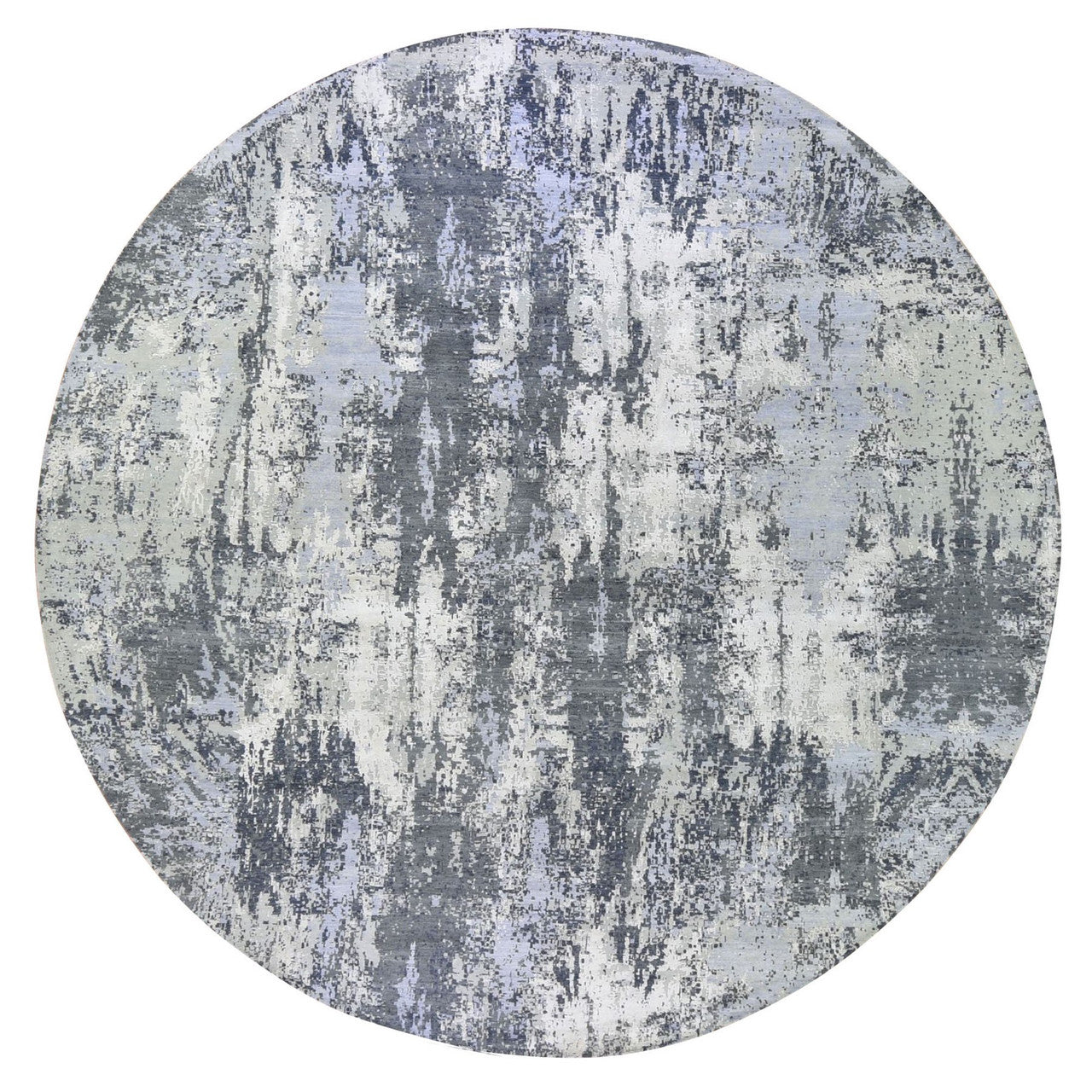 Modern and Contemporary Wool & Silk Hand Knotted Rug Grey No Border 12.1X12.1 -O066733