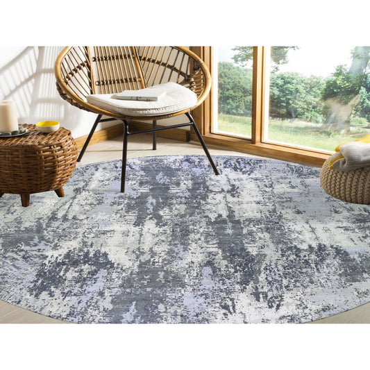 Modern and Contemporary Wool & Silk Hand Knotted Rug Grey No Border 12.1X12.1 -O066733