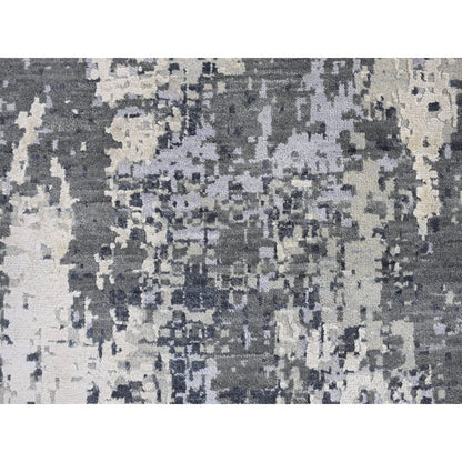 Modern and Contemporary Wool & Silk Hand Knotted Rug Grey No Border 12.1X12.1 -O066733