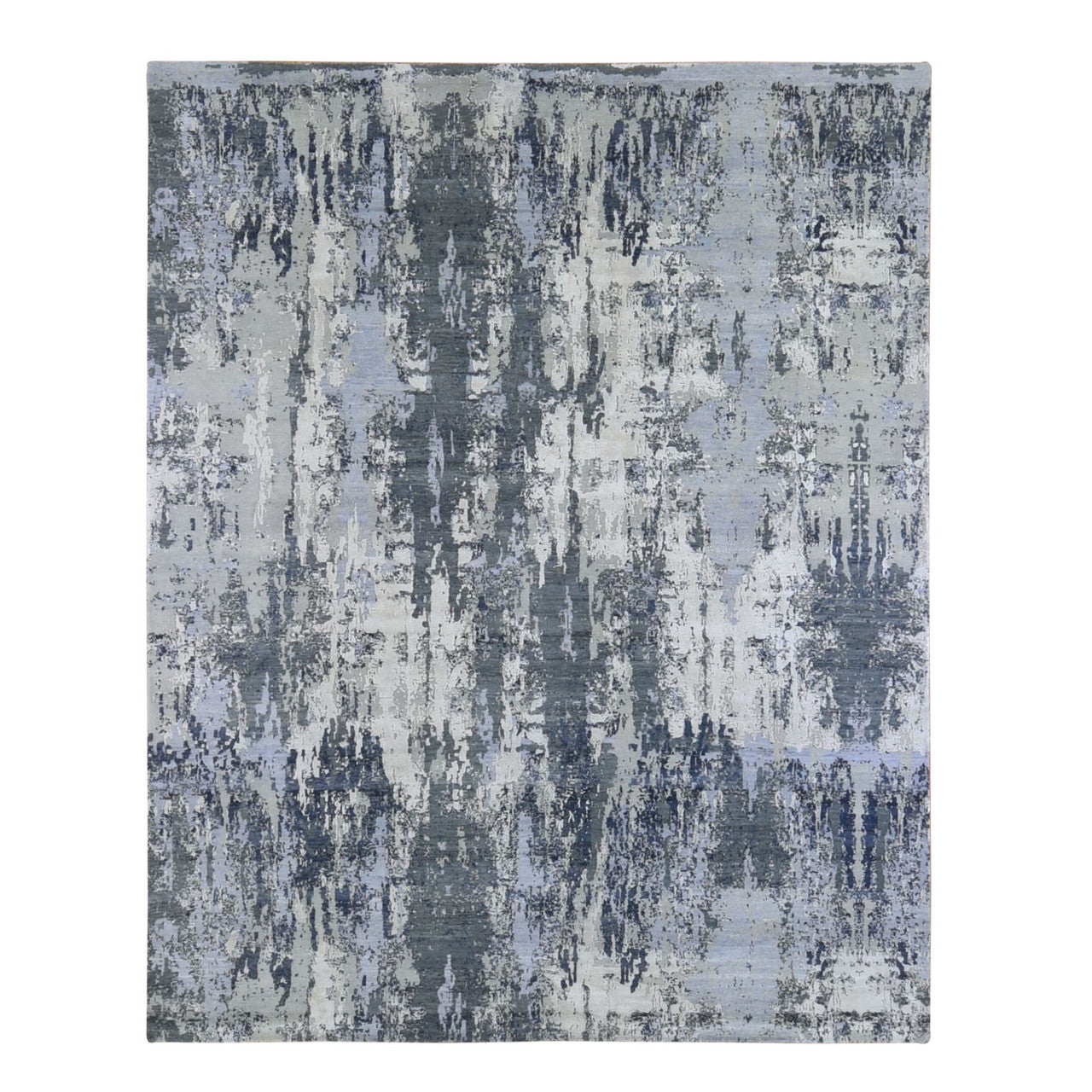 Gray 8'2" x 10'2" Modern and Contemporary Hand knotted Wool/Silk Rug - Sku: O066741