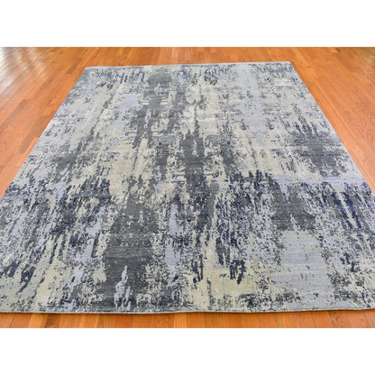 Modern and Contemporary Wool & Silk Hand Knotted Rug Grey No Border 8.2X10.2 -O066741