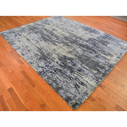 Modern and Contemporary Wool & Silk Hand Knotted Rug Grey No Border 8.2X10.2 -O066741