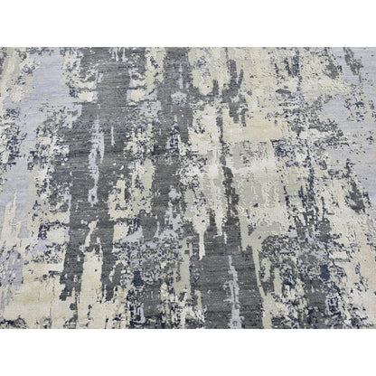 Modern and Contemporary Wool & Silk Hand Knotted Rug Grey No Border 8.2X10.2 -O066741