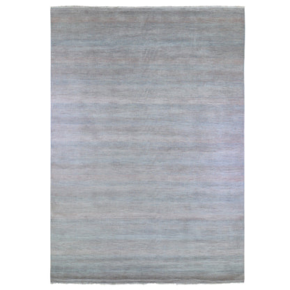 Modern and Contemporary Wool & Silk Hand Knotted Rug Blue No Border 10.0X14.2 -O066744