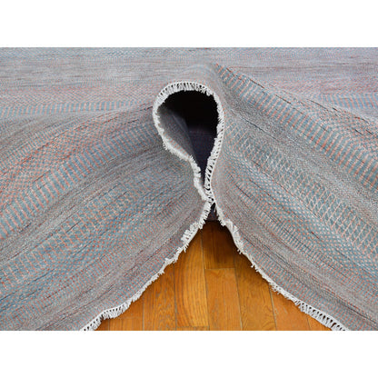 Modern and Contemporary Wool & Silk Hand Knotted Rug Blue No Border 10.0X14.2 -O066744