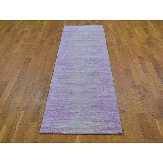 Modern and Contemporary Wool Hand Knotted Rug Pink Not Border 2.7X10.3 -O066754