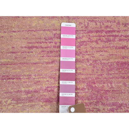 Modern and Contemporary Wool Hand Knotted Rug Pink Not Border 2.7X10.3 -O066754