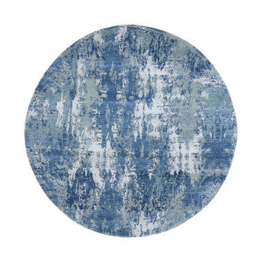 Modern and Contemporary Wool & Pure Silk Hand Knotted Rug Blue No Border 6.2X6.2 -O066755