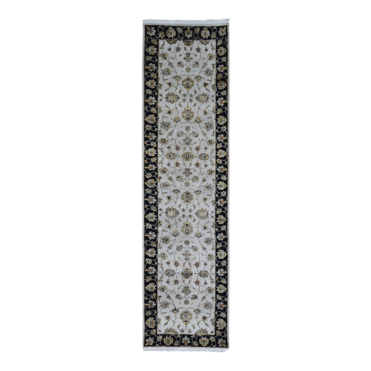 Ivory 2'7" x 9'10" Rajasthan Hand knotted Wool/Silk Rug - Sku: O066768