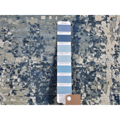 Modern and Contemporary Wool & Pure Silk Hand Knotted Rug Blue No Border 3.0X5.3 -O066770