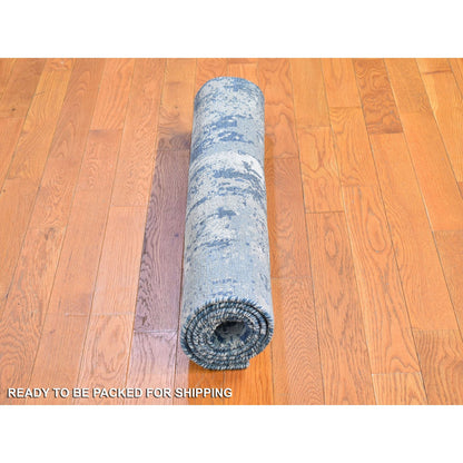 Modern and Contemporary Wool & Pure Silk Hand Knotted Rug Blue No Border 3.0X5.3 -O066770