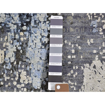 Modern and Contemporary Wool & Silk Hand Knotted Rug Grey No Border 2.7X10.3 -O066774