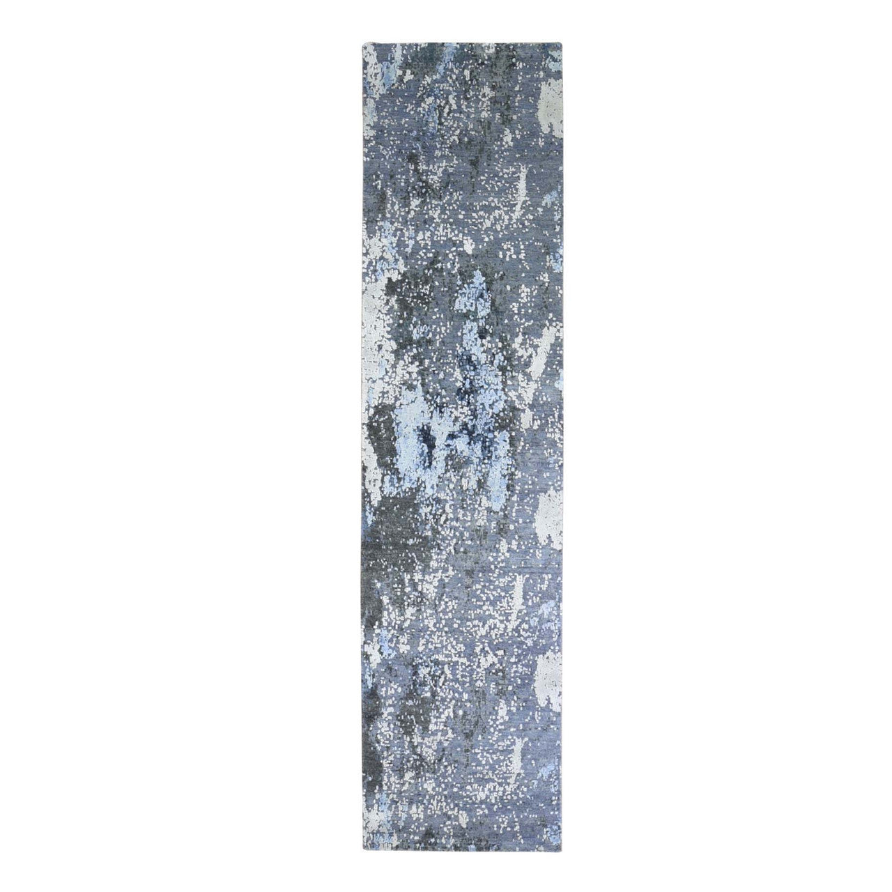 Gray 2'6" x 10'2" Modern and Contemporary Hand knotted Wool/Silk Rug - Sku: O066776