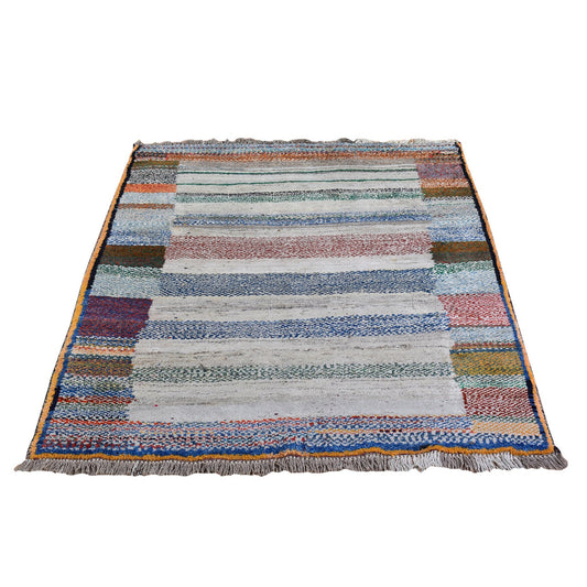 Persian Wool Hand Knotted Rug Brown Not Border 4.1X5.0 -O066777