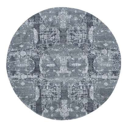 Transitional Wool & Silk Hand Knotted Rug Grey No Border 6.1X6.1 -O066778