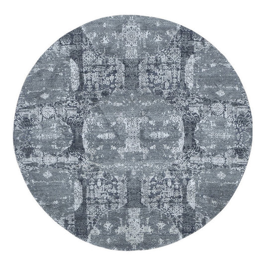 Transitional Wool & Silk Hand Knotted Rug Grey No Border 6.1X6.1 -O066778