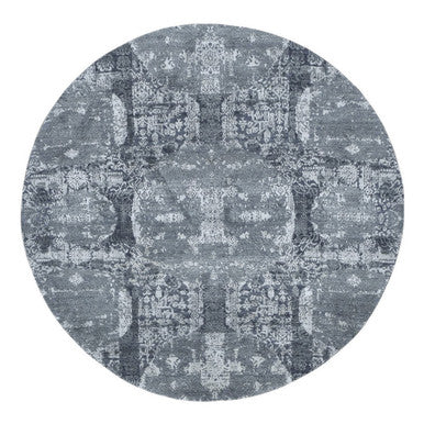 Transitional Wool & Silk Hand Knotted Rug Grey No Border 6.1X6.1 -O066778