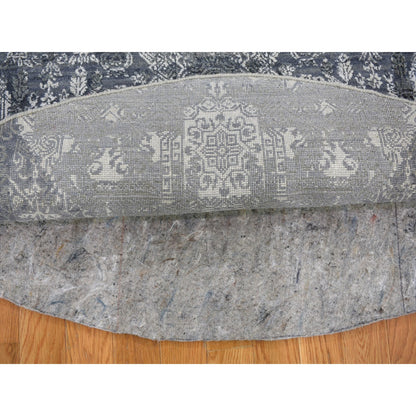 Transitional Wool & Silk Hand Knotted Rug Grey No Border 6.1X6.1 -O066778