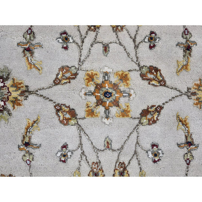 Rajasthan Wool & Silk Hand Knotted Rug Ivory Red 4.0X6.0 -O066779