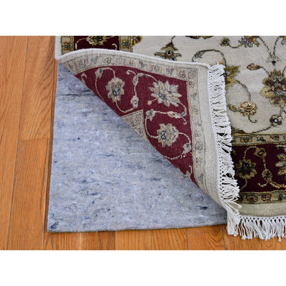 Rajasthan Wool & Silk Hand Knotted Rug Ivory Red 4.0X6.0 -O066779