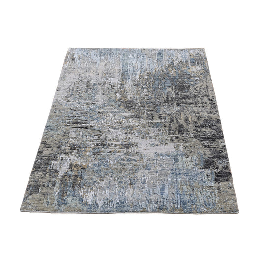 Modern and Contemporary Wool Hand Knotted Rug Blue No Border 2.6X4.4 -O066794