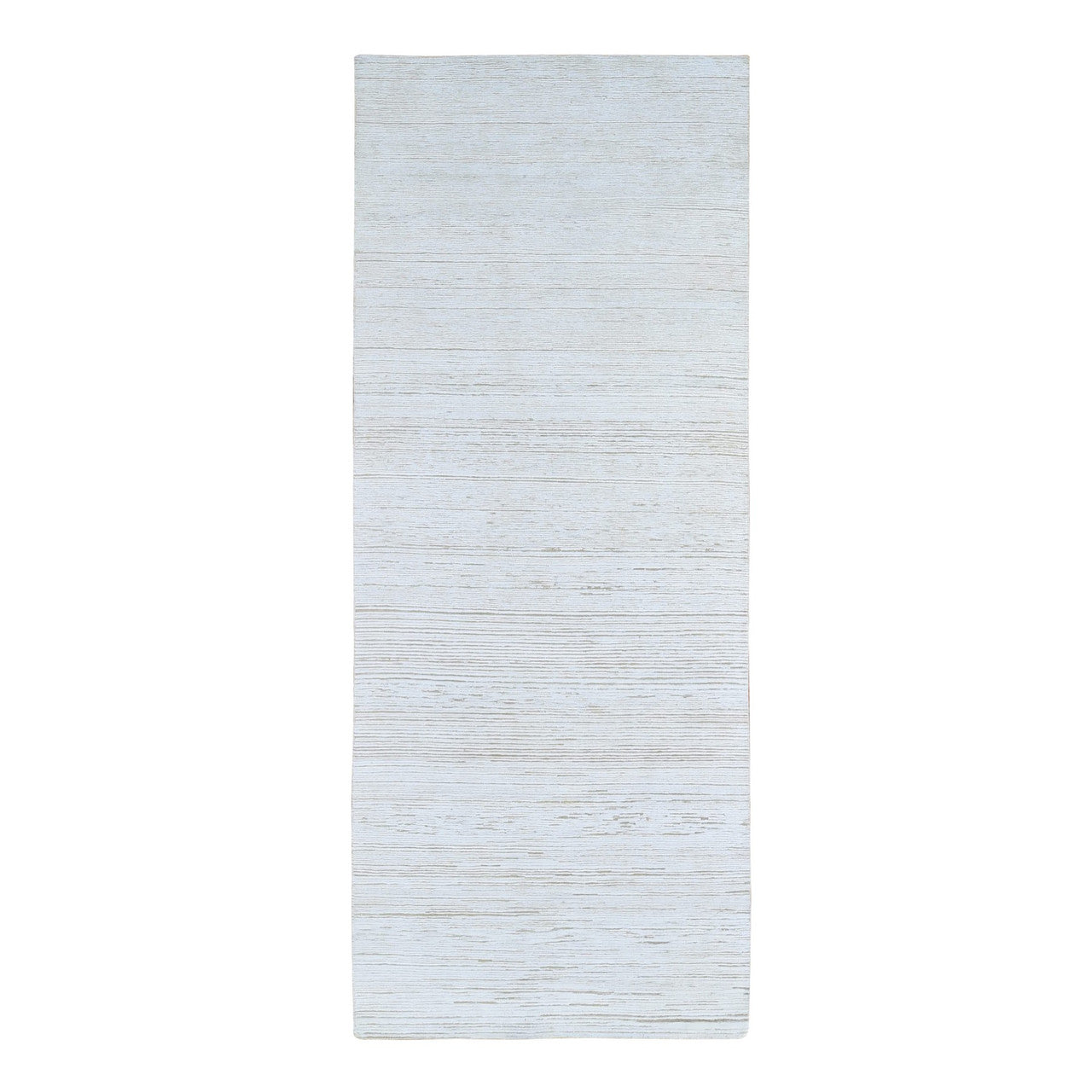 Ivory 4'1" x 10'2" Modern and Contemporary Hand knotted Wool/Silk Rug - Sku: O066797