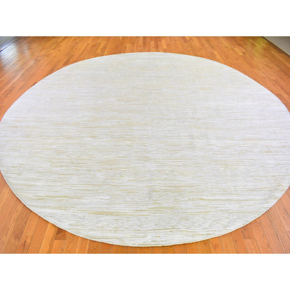 Modern and Contemporary Wool & Silk Hand Knotted Rug Ivory No Border 12.0X12.0 -O066798