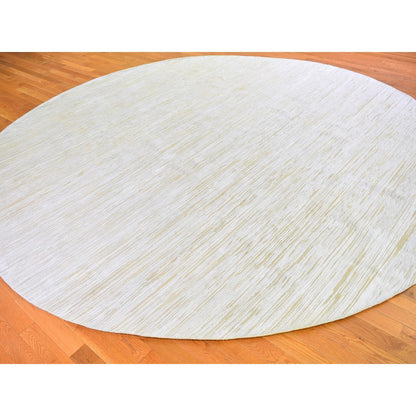 Modern and Contemporary Wool & Silk Hand Knotted Rug Ivory No Border 12.0X12.0 -O066798
