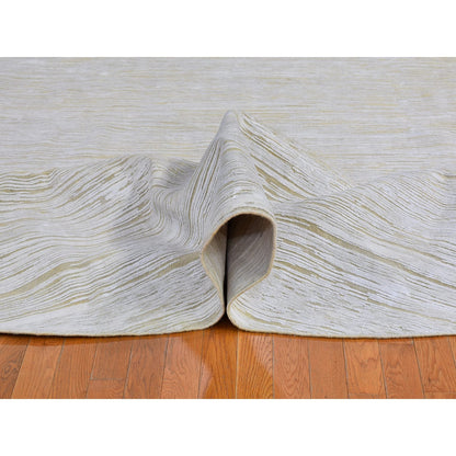 Modern and Contemporary Wool & Silk Hand Knotted Rug Ivory No Border 12.0X12.0 -O066798
