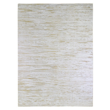 Modern and Contemporary Wool & Silk Hand Knotted Rug Ivory No Border 9.2X12.3 -O066802