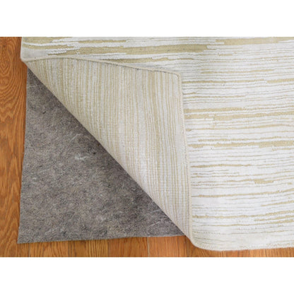 Modern and Contemporary Wool & Silk Hand Knotted Rug Ivory No Border 2.6X12.0 -O066806