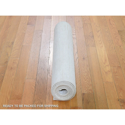 Modern and Contemporary Wool & Silk Hand Knotted Rug Ivory No Border 2.6X12.0 -O066806