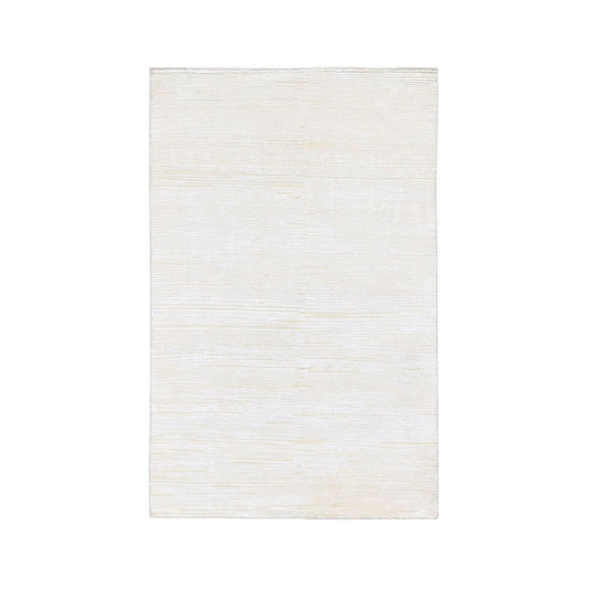 Modern and Contemporary Wool & Silk Hand Knotted Rug Ivory No Border 3.1X5.1 -O066807
