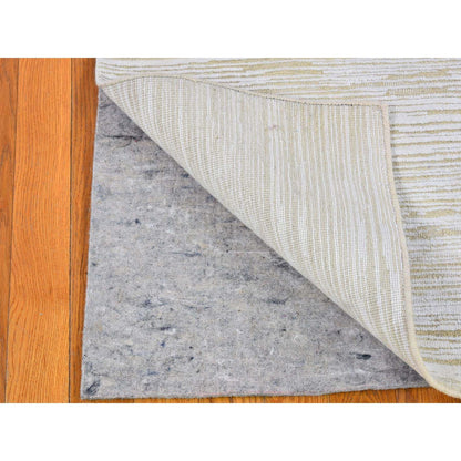 Modern and Contemporary Wool & Silk Hand Knotted Rug Ivory No Border 4.3X6.1 -O066808