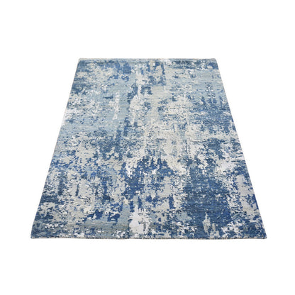Modern and Contemporary Wool & Silk Hand Knotted Rug Blue No Border 3.1X5.1 -O066815