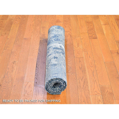 Modern and Contemporary Wool & Silk Hand Knotted Rug Blue No Border 3.1X5.1 -O066815
