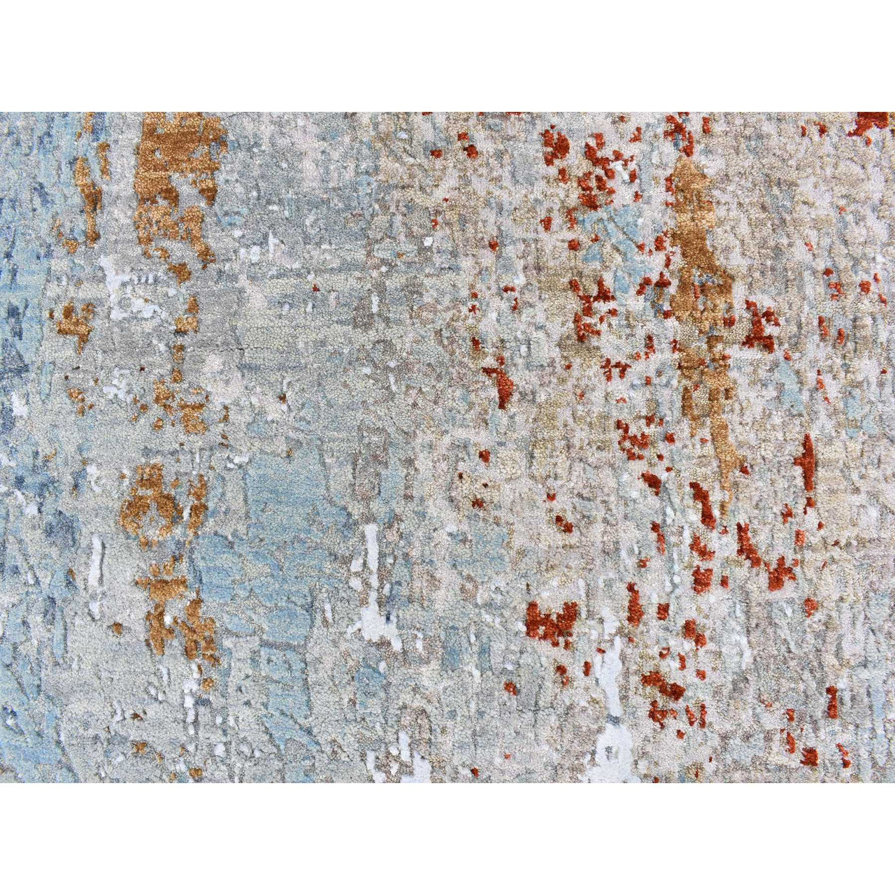 Modern and Contemporary Wool Hand Knotted Rug Blue No Border 3.2X5.5 -O066820
