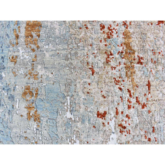 Modern and Contemporary Wool Hand Knotted Rug Blue No Border 3.2X5.5 -O066820