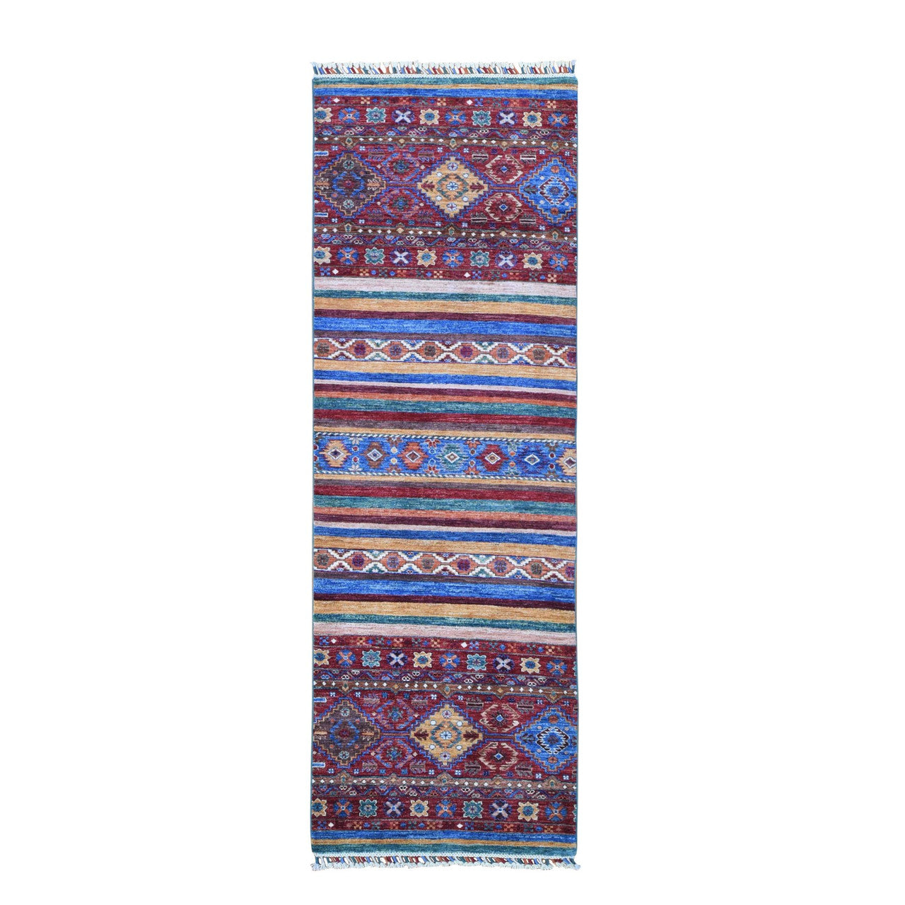 Red 2'8" x 8'3" Kazak Hand knotted Wool Rug - Sku: O066828