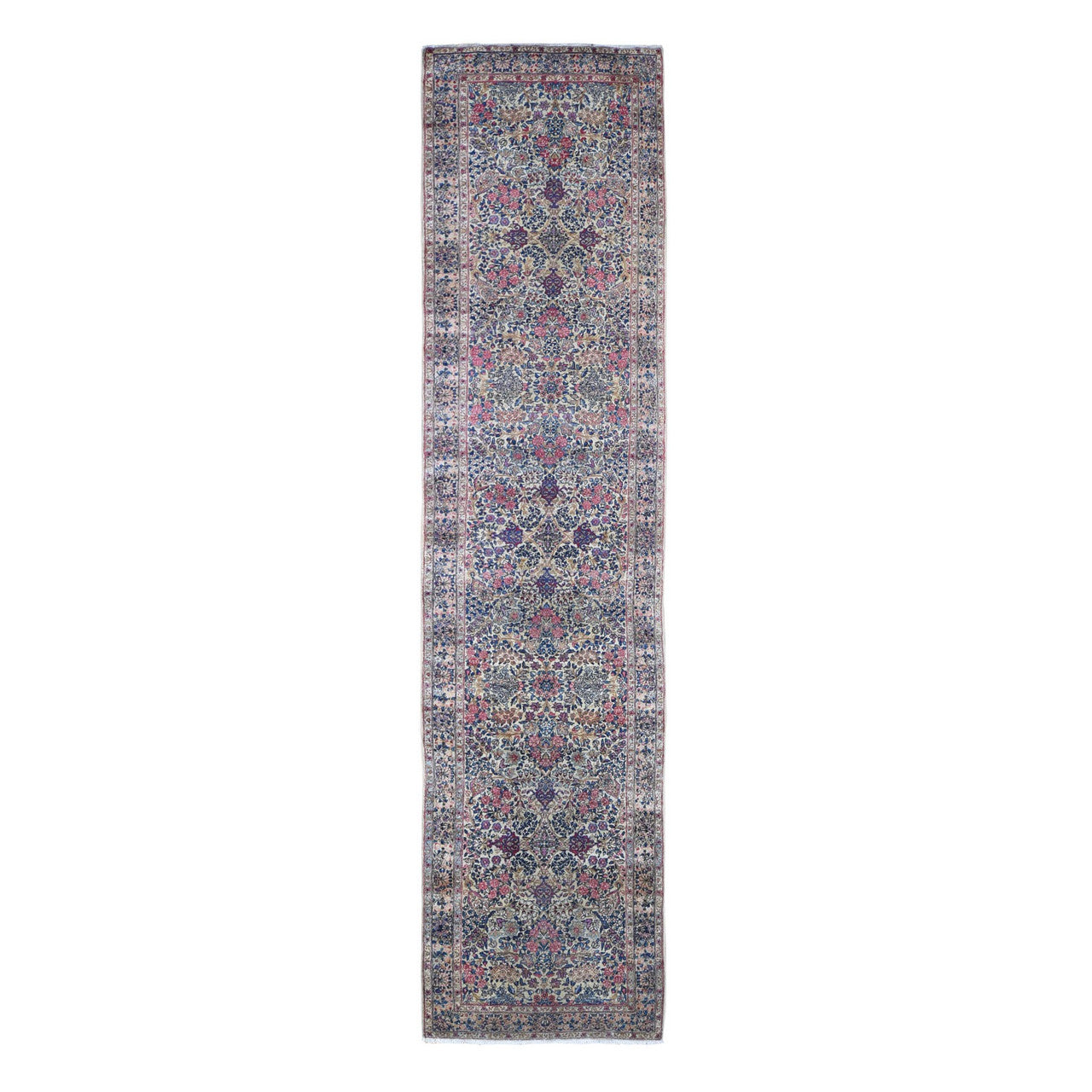 Antique Wool Hand Knotted Rug Ivory Ivory 2.8X11.6 -O066840