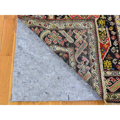 Antique Wool Hand Knotted Rug Pink Charcoal Black 3.1X14.3 -O066842