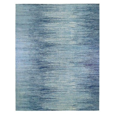 Modern and Contemporary Wool Hand Knotted Rug Blue No Border 14.1X18.0 -O066847