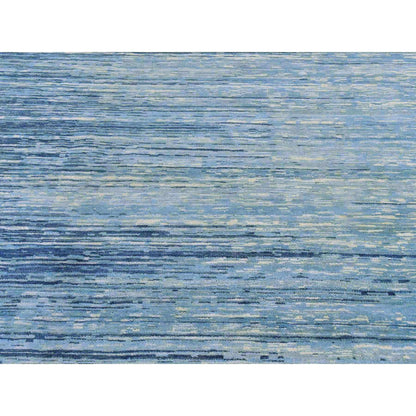Modern and Contemporary Wool Hand Knotted Rug Blue No Border 14.1X18.0 -O066847
