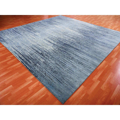 Modern and Contemporary Wool Hand Knotted Rug Blue Not Border 10.1X10.1 -O066852