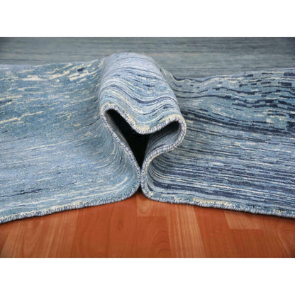 Modern and Contemporary Wool Hand Knotted Rug Blue Not Border 10.1X10.1 -O066852