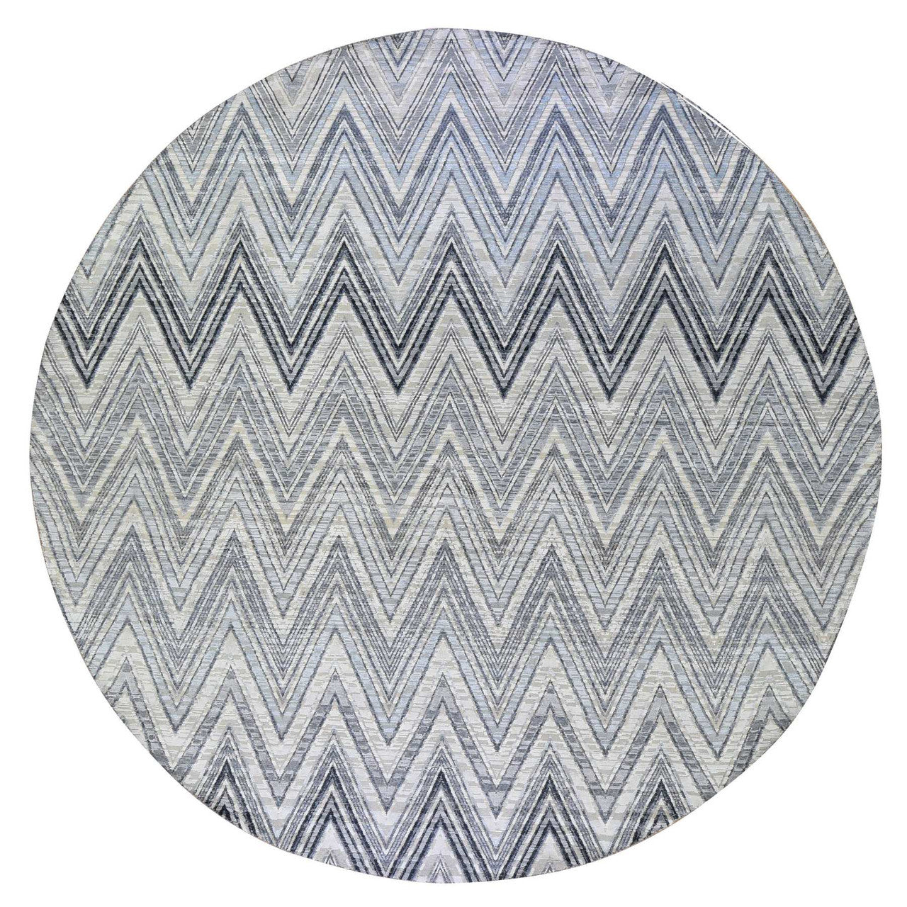 Ivory 11'9" x 11'9" Modern and Contemporary Not Border Hand knotted Wool/Silk Rug - Sku: O066853