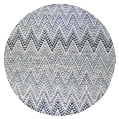 Modern and Contemporary Wool & Silk Hand Knotted Rug Ivory Not Border 11.9X11.9 -O066853
